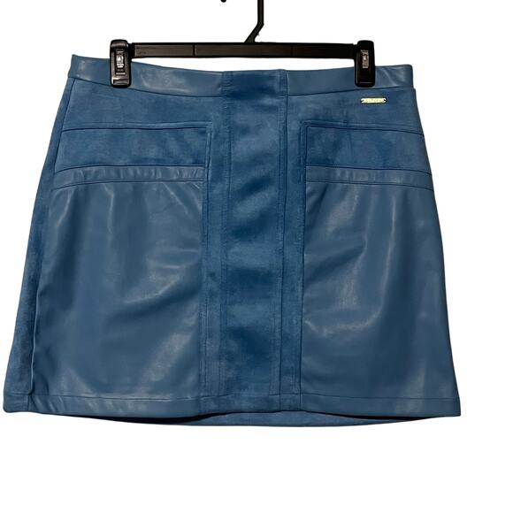 MARC NEW YORK FAUX LEATHER SUEDE SKIRT BLUE L - Picture 1 of 5